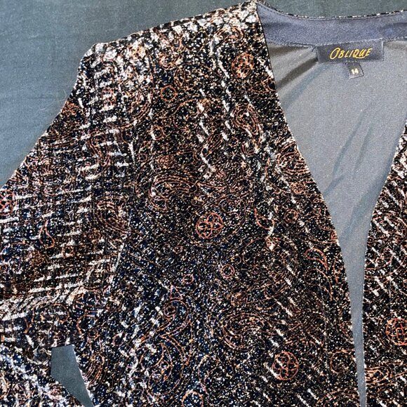 Oblique 2 piece Velvet Dress with cardigan - Picture 13 of 14